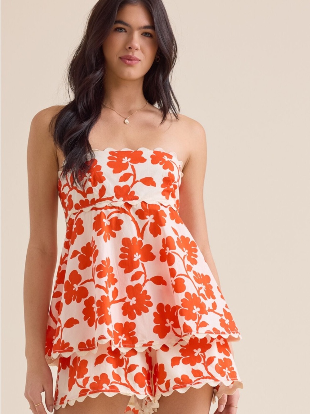 Strapless Floral Romper